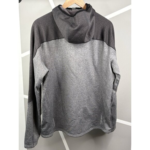 LL Bean Men's L Reg 1/4 Zip Hooded Tech Sweater Fleece Grey Slightly Fitted - Picture 2 of 15